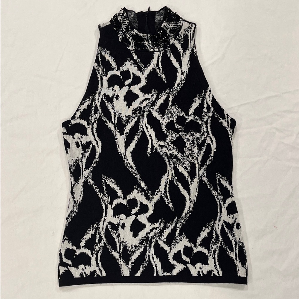White House Black Market Black and White Tank Top